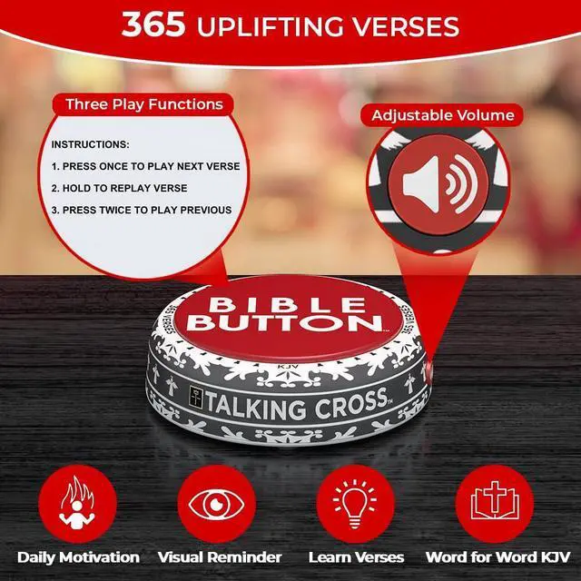 Alt view image 3 of 5 - Bible Button | 365 Uplifting KJV Verses | Faith Based Gifts - Christian Gifts for Men - Bible Gifts for Woman - Bible Verse Gift