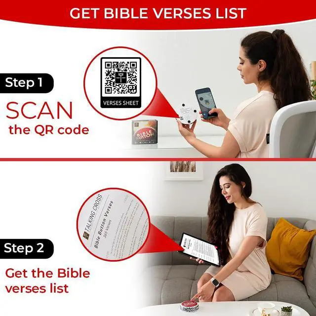 Alt view image 4 of 5 - Bible Button | 365 Uplifting KJV Verses | Faith Based Gifts - Christian Gifts for Men - Bible Gifts for Woman - Bible Verse Gift