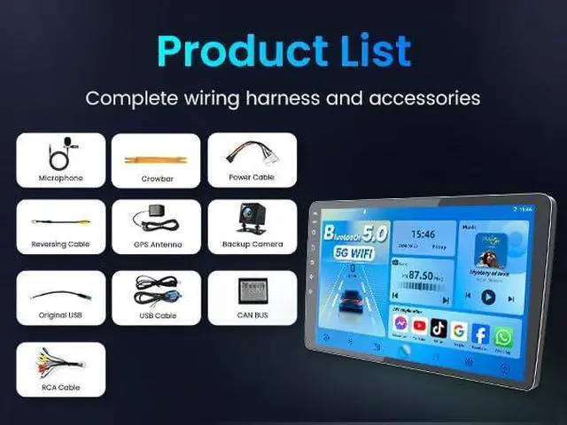 Alt view image 7 of 7 - 4G+64GB Car Stereo Radio for Honda CRV 2007-2011, 5G WiFi Wireless Carplay Android Auto 9 Inch 1280 * 800P Touchscreen GPS Navigation with Bluetooth 1080P Backup Camera SWC FM Radio