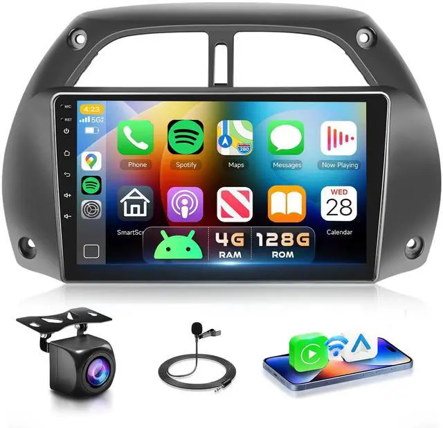 Main image of 4G+128G Android 15 9inch Radio for Toyota RAV4 2001-2006 | Car Stereo with Wireless CarPlay Android Auto Bluetooth FM/RDS DSP SWC AHD Backup Camera WiFi