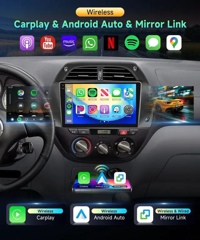 Alt view image 2 of 7 - 4G+128G Android 15 9inch Radio for Toyota RAV4 2001-2006 | Car Stereo with Wireless CarPlay Android Auto Bluetooth FM/RDS DSP SWC AHD Backup Camera WiFi