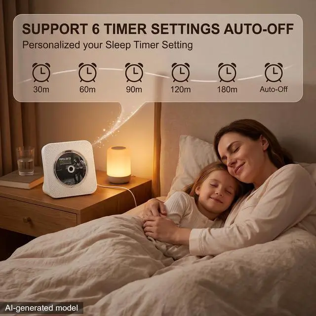 Alt view image 5 of 7 - Portable CD Player for Home,Bluetooth CD Player with Speakers,White