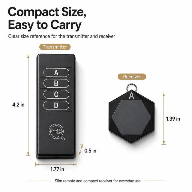 Alt view image 3 of 7 - Key Finder 1 Transmitter 4 Receivers, 80dB+ Wireless Item Locator 164ft Range for Keys Remote Pet Collar Luggage, No App or Bluetooth, Easy for Elderly & Kids