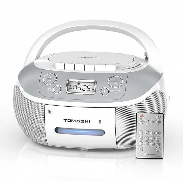 Main image of Portable CD Player Boombox with Cassette Player - AM FM Radio,Tape/CD Recording, USB/SD Inputs,Retro Stereo Sound,Dual AC/DC Power,Remote & Backlit LCD - for Home, Camping,Gifts (CD-860A)