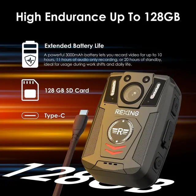 Alt view image 2 of 7 - P2 FHD Body Camera - 1080P FHD Body Cam with Infrared Night Vision, Lightweight Wearable Camera, Video Surveillance, 8X Digital Zoom, 170 Degree Lens