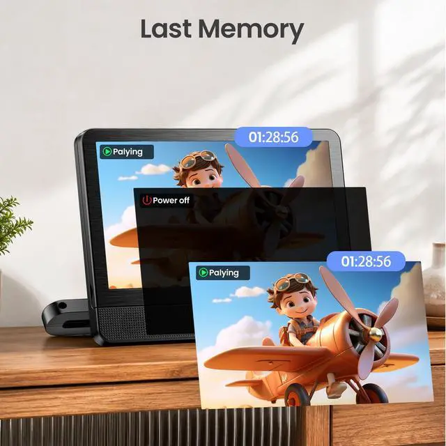 Alt view image 7 of 7 - 12" HD IPS Display Portable DVD Player, Wireless Screen Mirroring | Car DVD Player with HDMI Input and AV Output, Dual Power with Car Charger, AC Adapter, Supports CD/DVD/USB