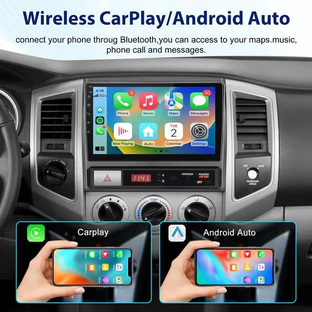 Alt view image 3 of 7 - Car Radio Stereo for Toyota Tacoma 2005-2015 with CarPlay Android Auto 5G WiFi 4Core 64GB Silver Frame