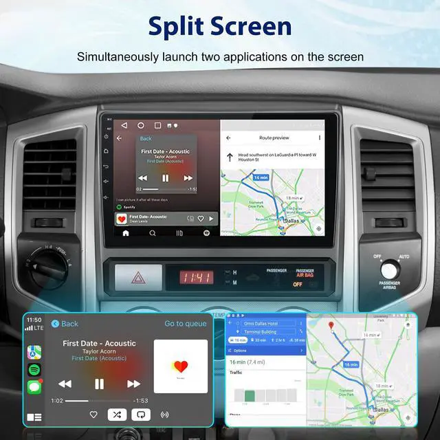 Alt view image 7 of 7 - Car Radio Stereo for Toyota Tacoma 2005-2015 with CarPlay Android Auto 5G WiFi 4Core 64GB Silver Frame