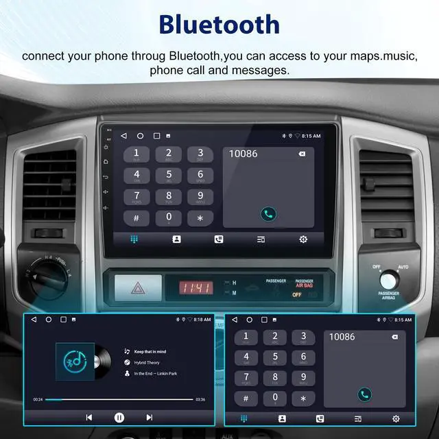 Alt view image 5 of 7 - Car Radio Stereo for Toyota Tacoma 2005-2015 with CarPlay Android Auto 5G WiFi 4Core 64GB Silver Frame