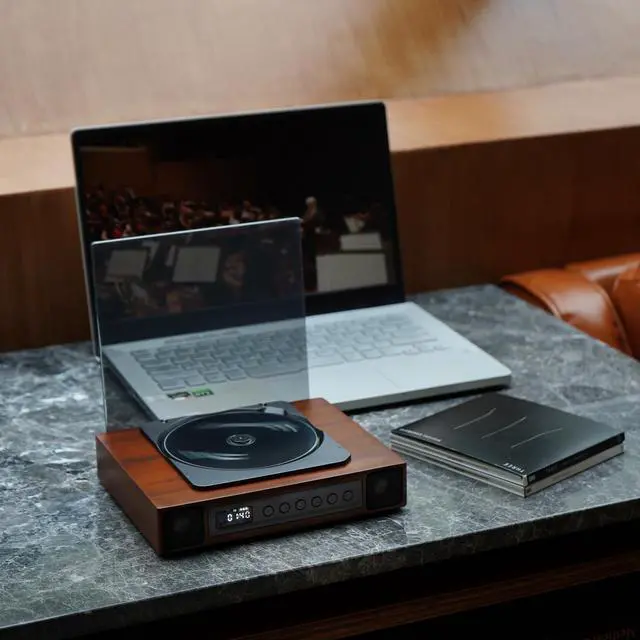 Alt view image 7 of 7 - K10 Bluetooth CD Player with Speakers for Home, Rechargeable | Remote Control, Bluetooth 5.3 Input & Output, USB Playback, AUX Input & Optical Output, CD-R/RW & MP3 CDs, Retro Wood-Style