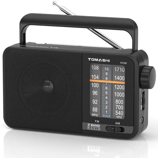 Main image of Portable AM FM Transistor Radio, AC Powered & Battery Operated | Large speaker, large tuning knob and headphone jack. Clear reception for seniors, home, travel and emergency use