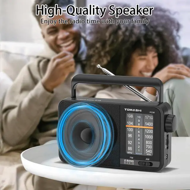 Alt view image 3 of 7 - Portable AM FM Transistor Radio, AC Powered & Battery Operated | Large speaker, large tuning knob and headphone jack. Clear reception for seniors, home, travel and emergency use