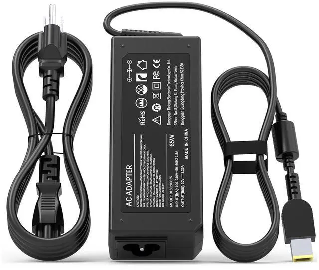 Main image of 65W Laptop Charger Compatible with Lenovo ThinkPad L440 L450 L460 L540 T440 T450 T460 E440 E450 E550 E560 X240 X250 X260 Yellow Square Tip AC Adapter