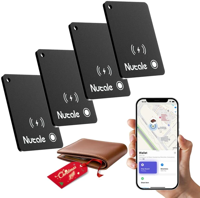 Main image of Apple MFi Certified Wallet Tracker-Small Smart Tracking Card for Apple Find My(iOS Only), Magnetic Rechargeable iPhone Card, IP68 Waterproof,Item Tracker Card for Key,Wallet,Bag (4-Black)