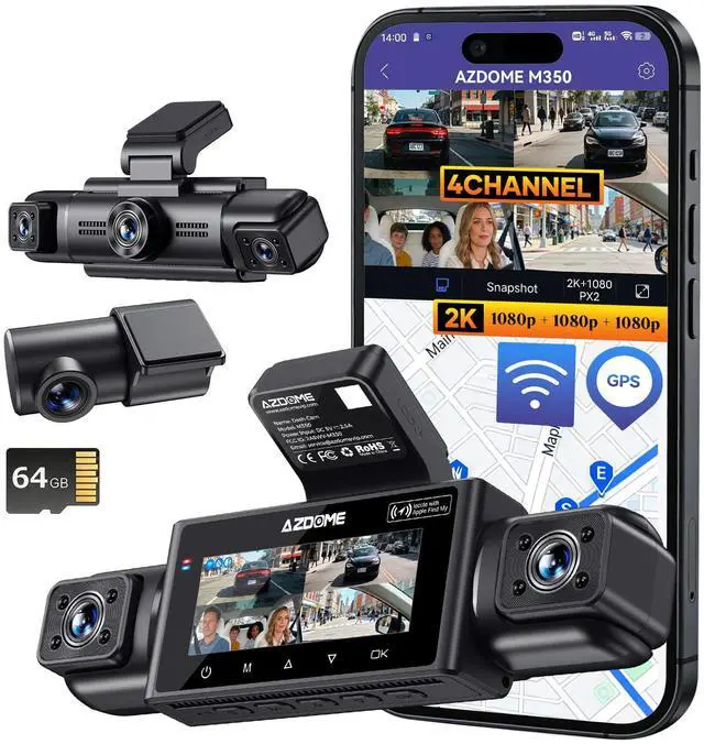 Main image of Front Rear Dash Cam 4K+1080P WiFi6 App Free 64GB Card | 4K front + 1080P rear recording. WiFi 6 app, voice control, ADAS, G-sensor, 24H parking monitor. Free 64GB card included