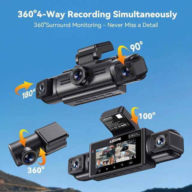 Alt view image 2 of 7 - Front Rear Dash Cam 4K+1080P WiFi6 App Free 64GB Card | 4K front + 1080P rear recording. WiFi 6 app, voice control, ADAS, G-sensor, 24H parking monitor. Free 64GB card included