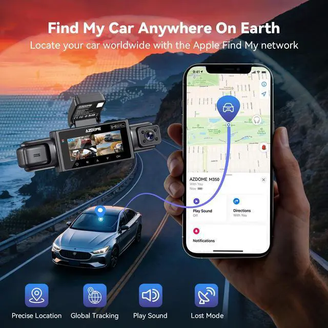 Alt view image 3 of 7 - Front Rear Dash Cam 4K+1080P WiFi6 App Free 64GB Card | 4K front + 1080P rear recording. WiFi 6 app, voice control, ADAS, G-sensor, 24H parking monitor. Free 64GB card included