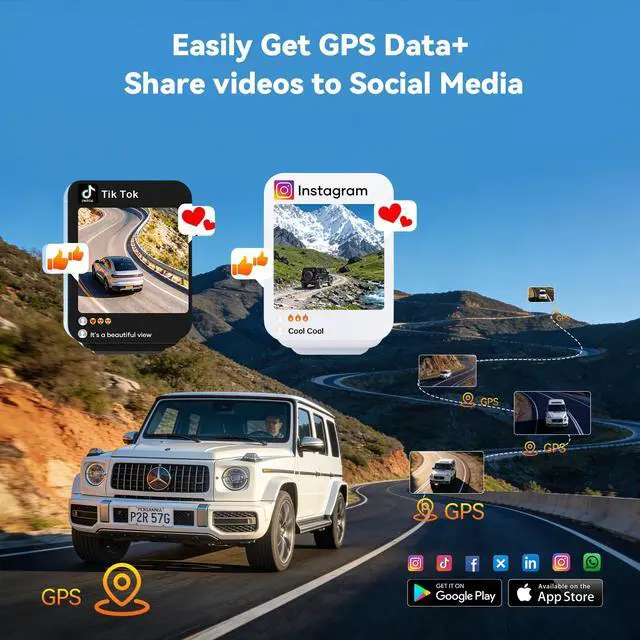 Alt view image 5 of 7 - Front Rear Dash Cam 4K+1080P WiFi6 App Free 64GB Card | 4K front + 1080P rear recording. WiFi 6 app, voice control, ADAS, G-sensor, 24H parking monitor. Free 64GB card included