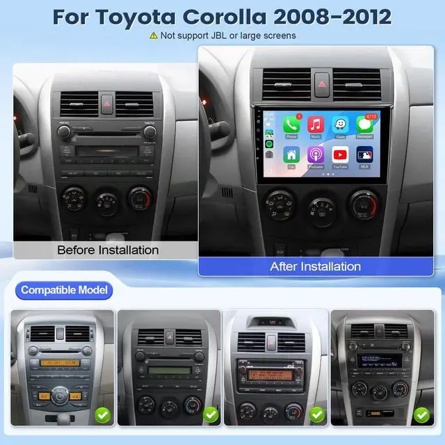 Alt view image 2 of 7 - Linux Car Radio for Toyota Corolla 2008 2009 2010 2011 2012 | Fast Boot Wireless CarPlay & Android Auto, 9 inch Touch Screen for Toyota Corolla Bluetooth FM 1280P Backup Camera SWC
