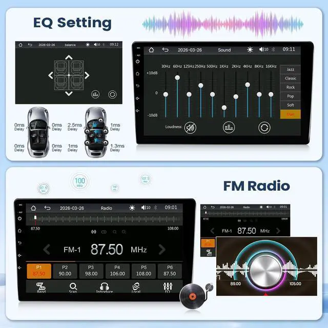 Alt view image 5 of 7 - Linux Car Radio for Toyota Corolla 2008 2009 2010 2011 2012 | Fast Boot Wireless CarPlay & Android Auto, 9 inch Touch Screen for Toyota Corolla Bluetooth FM 1280P Backup Camera SWC
