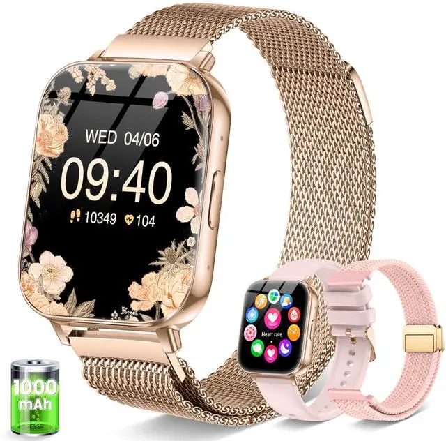 Main image of Smart Watch for Women 1.85" Compatible iPhone Android 30+ Day Battery Life | 3 Band Make/Answer Call with Heart Rate/SpO2/Sleep Monitor, 120+Sport Mode Fitness Tracker, 1000mAh, Rose Gold