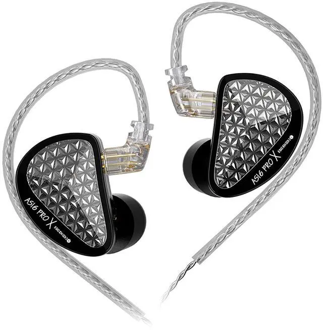 Main image of KZ AS16 PRO X in Ear Monitor Headphones HiFi Gaming Earbuds 16BA Balanced Armature Drivers IEM Earphones for Musicians Singers Audiophile Dj Drummers