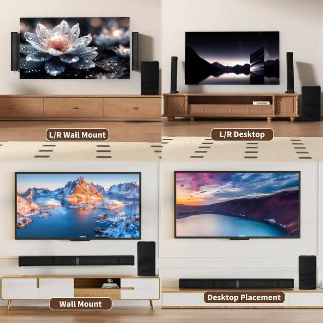 Alt view image 7 of 7 - 4.1 Soundbar with Subwoofer, Surround Sound System for TV | 160W, 32 inch detachable surround system with wired subwoofer, 3 EQ modes, Bluetooth 5.3, HDMI ARC, Optical, AUX & USB