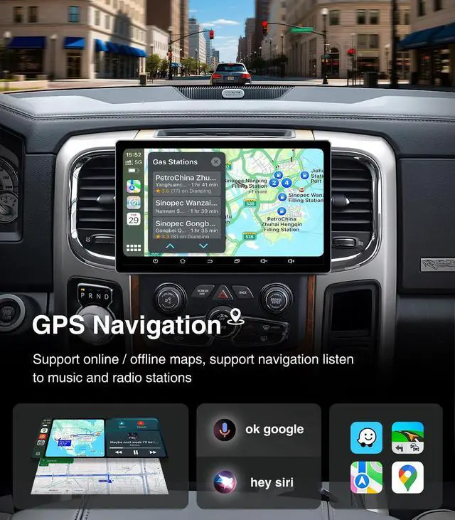 Alt view image 3 of 7 - 11.5" 4G+64G Car Radio Stereo Upgrade for Dodge Ram1500 2500 3500 2013-2018 | Carplay Android Auto GPS Navigation WiFi Bluetooth Mirroring Touchscreen Headunit Replacement