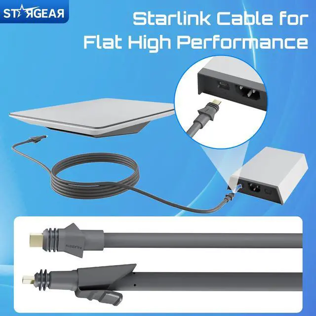 Alt view image 2 of 7 - 32.8FT Starlink Cable Flat High Performance Cable, 22AWG Starlink Accessories Replacement FHP Power Cord Waterproof with End Caps