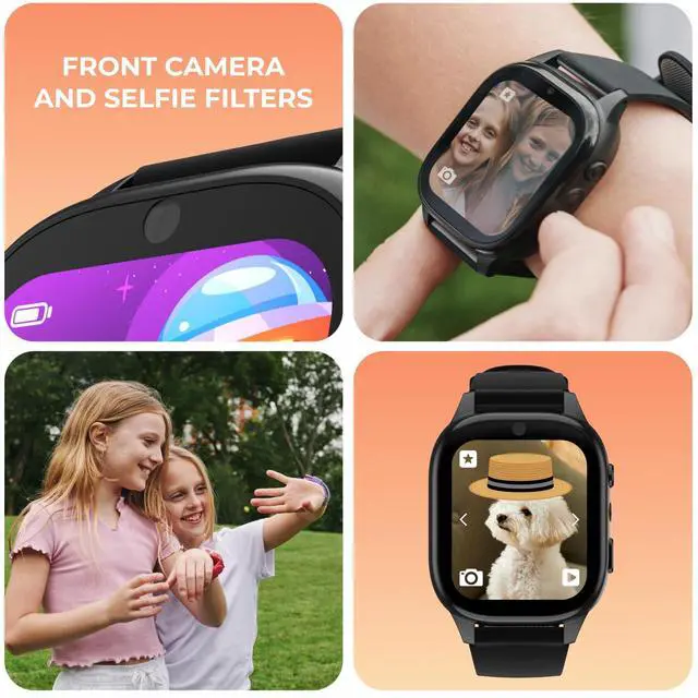 Alt view image 6 of 7 - 4 Kids Smartwatch, Educational Tech Toy 25+ Games, Selfie Camera, Audiobooks, Step Tracker, WaterResistant, Parental Controls, Long Battery, Ages 412 (Black Space)