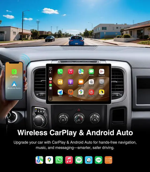 Alt view image 4 of 7 - 11.5" 4G+64G Car Radio Stereo Upgrade for Dodge Ram1500 2500 3500 2013-2018 | Carplay Android Auto GPS Navigation WiFi Bluetooth Mirroring Touchscreen Headunit Replacement