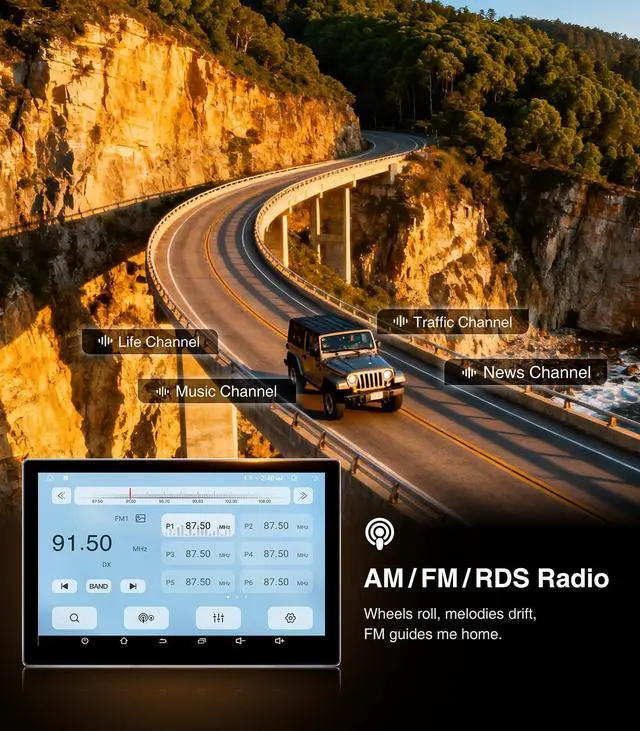 Alt view image 6 of 7 - 11.5" 4G+64G Car Radio Stereo Upgrade for 2005-2015 Toyota Tacoma Carplay | Android Auto GPS Navigation WiFi Bluetooth Mirroring Touchscreen Headunit Replacement