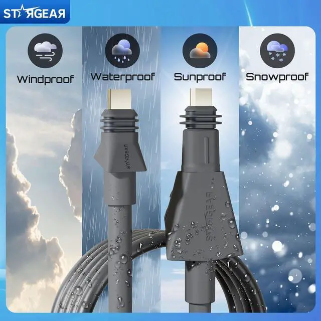 Alt view image 7 of 7 - 32.8FT Starlink Cable Flat High Performance Cable, 22AWG Starlink Accessories Replacement FHP Power Cord Waterproof with End Caps