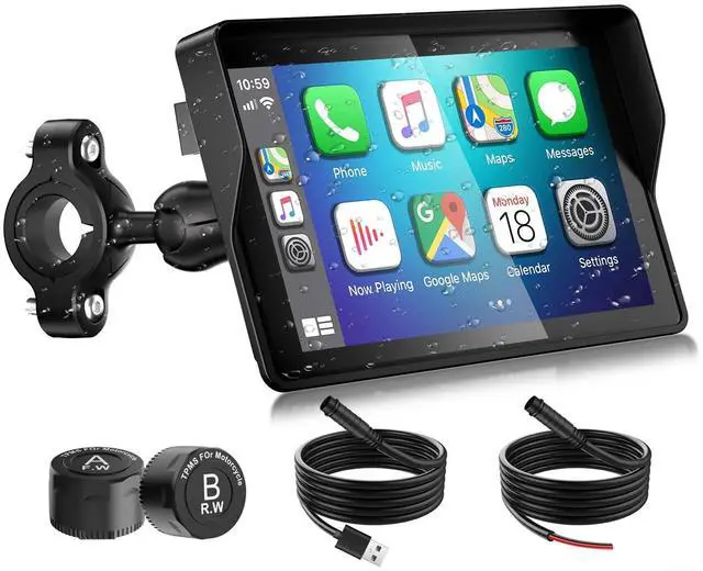 Main image of 2026 GPS Carplay 5 inch for Motorcycle with TPMS, Wireless CarPlay & Android Auto, GPS Nevigation, Supports Bluetooth, Siri, Google Assistant, Vioce Control, USB, IP69K HD Waterproof Touchscreen