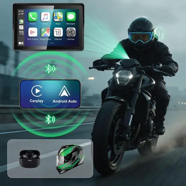 Alt view image 3 of 7 - 2026 GPS Carplay 5 inch for Motorcycle with TPMS, Wireless CarPlay & Android Auto, GPS Nevigation, Supports Bluetooth, Siri, Google Assistant, Vioce Control, USB, IP69K HD Waterproof Touchscreen