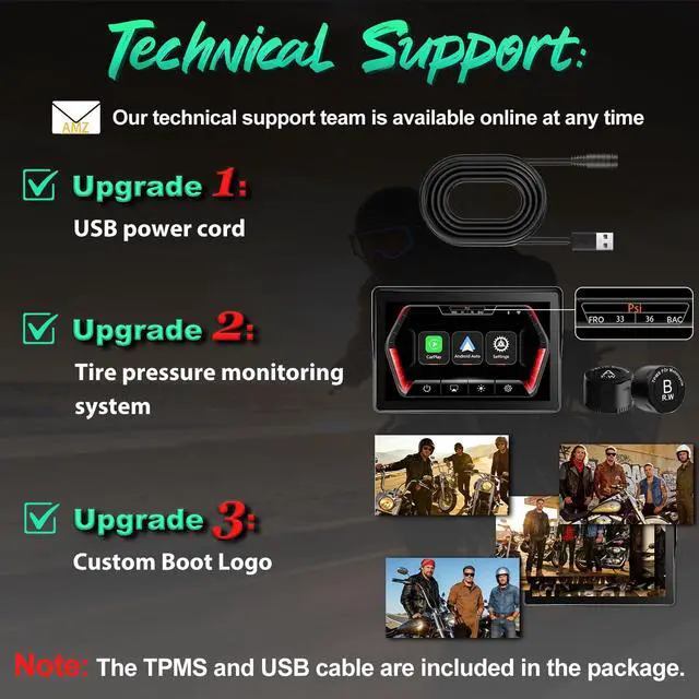 Alt view image 5 of 7 - 2026 GPS Carplay 5 inch for Motorcycle with TPMS, Wireless CarPlay & Android Auto, GPS Nevigation, Supports Bluetooth, Siri, Google Assistant, Vioce Control, USB, IP69K HD Waterproof Touchscreen