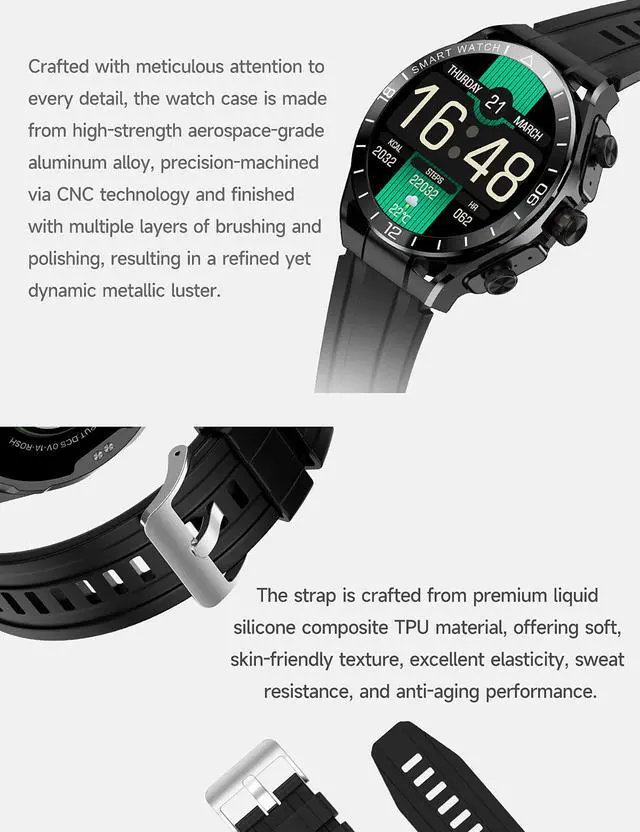Alt view image 6 of 7 - Smart Watch with Earbuds for Android and iPhone,1.52'' HD Screen,Answer/Make Calls,Fitness Tracker,Ultra-Thin Design,Watch with Earbuds for Men Women