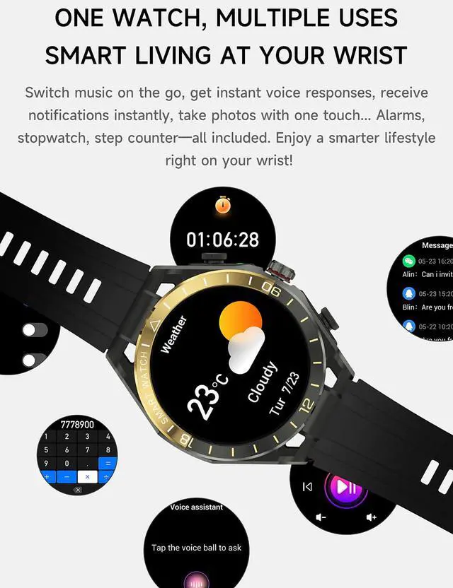 Alt view image 4 of 7 - Smart Watch with Earbuds for Android and iPhone,1.52'' HD Screen,Answer/Make Calls,Fitness Tracker,Ultra-Thin Design,Watch with Earbuds for Men Women