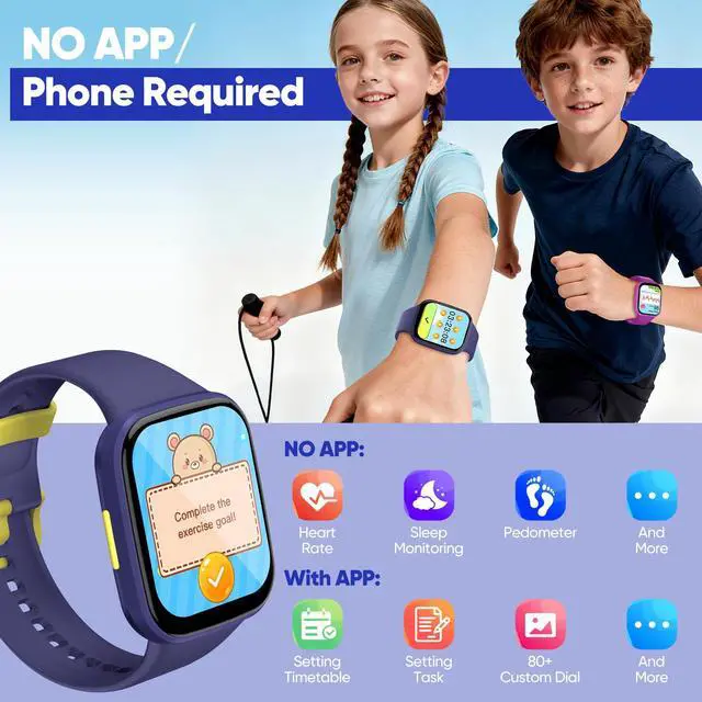 Alt view image 3 of 7 - Smart Watch for Kids No APP/Phone Needed, HD Touch Screen Fitness Tracker with Heart Rate, Sleep Monitor, IP68 Waterproof Smartwatches with Pedometer, Alarm Clock, Gifts for Kids Ages 4-12