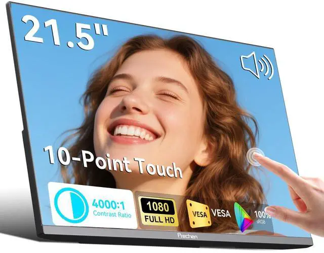 Main image of 21.5 Inch Portable Touchscreen Monitor, 1080P Touch Screen | w/VESA Stand Touch PC Display| 75Hz, Multi-Touch Monitor, DC HDMI & USBC| for Phones PC Phone Business,Black