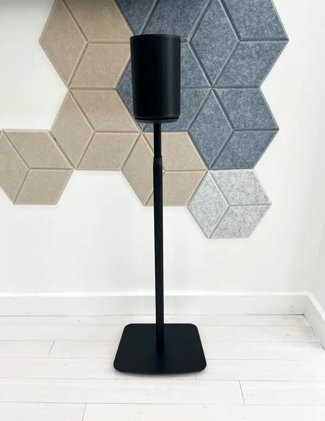 Alt view image 5 of 6 - Adjustable Floor Stand for Sonos Era 100, SL, Pair, Black | Height adjustable floor stands for Sonos Era 100, 100 SL, and Era 300, Adjust from 27.5" to 50" w/o Speaker, sold as a pair