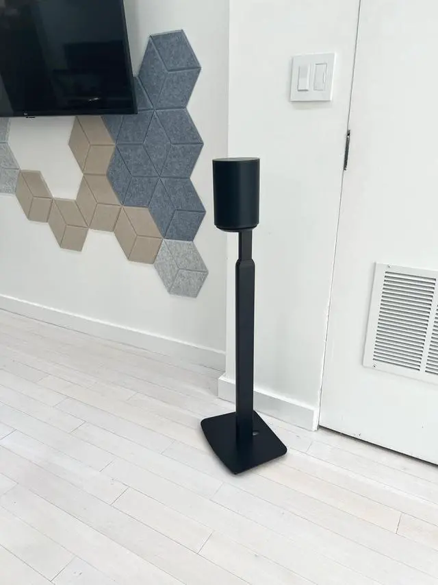 Alt view image 4 of 6 - Adjustable Floor Stand for Sonos Era 100, SL, Pair, Black | Height adjustable floor stands for Sonos Era 100, 100 SL, and Era 300, Adjust from 27.5" to 50" w/o Speaker, sold as a pair