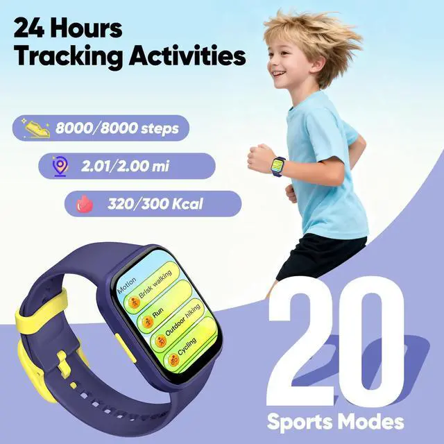 Alt view image 4 of 7 - Smart Watch for Kids No APP/Phone Needed, HD Touch Screen Fitness Tracker with Heart Rate, Sleep Monitor, IP68 Waterproof Smartwatches with Pedometer, Alarm Clock, Gifts for Kids Ages 4-12
