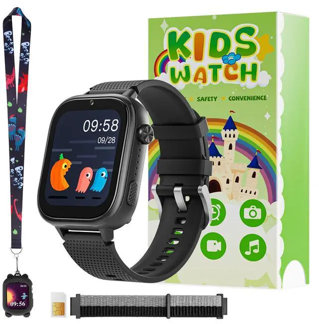 Main image of 4G Kids Smart Watches Girls Gifts Age 3-12, Smart Watch for Kids with 47 Games, Two-Way Calling Feature, SOS Emergency Call Camera Video Recorder Gift Toys for Girls Ages 5 6 7 8 9 10 (Black)