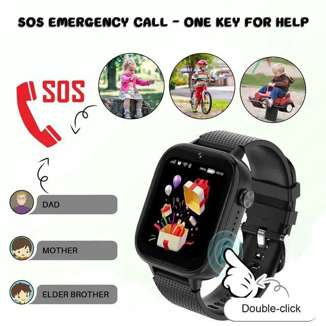 Alt view image 3 of 7 - 4G Kids Smart Watches Girls Gifts Age 3-12, Smart Watch for Kids with 47 Games, Two-Way Calling Feature, SOS Emergency Call Camera Video Recorder Gift Toys for Girls Ages 5 6 7 8 9 10 (Black)