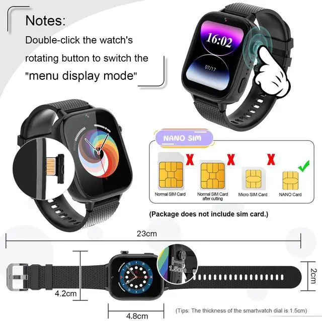 Alt view image 6 of 7 - 4G Kids Smart Watches Girls Gifts Age 3-12, Smart Watch for Kids with 47 Games, Two-Way Calling Feature, SOS Emergency Call Camera Video Recorder Gift Toys for Girls Ages 5 6 7 8 9 10 (Black)