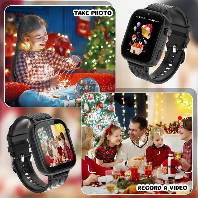 Alt view image 5 of 7 - 4G Kids Smart Watches Girls Gifts Age 3-12, Smart Watch for Kids with 47 Games, Two-Way Calling Feature, SOS Emergency Call Camera Video Recorder Gift Toys for Girls Ages 5 6 7 8 9 10 (Black)
