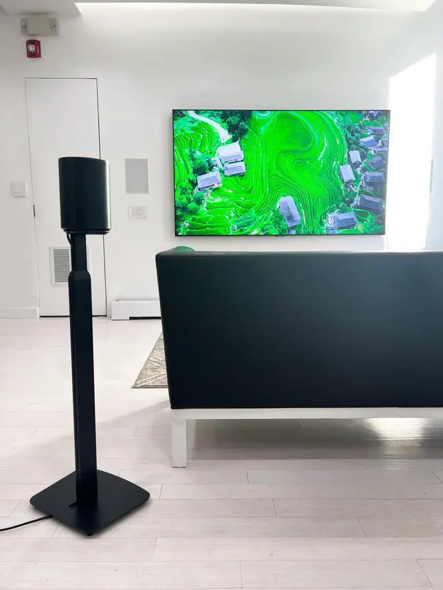 Alt view image 6 of 6 - Adjustable Floor Stand for Sonos Era 100, SL, Pair, Black | Height adjustable floor stands for Sonos Era 100, 100 SL, and Era 300, Adjust from 27.5" to 50" w/o Speaker, sold as a pair