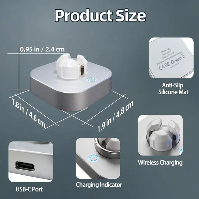 Alt view image 7 of 7 - Charger Compatible with Ou-ra Ring Gen 5: Fast Charging Dock for Size 6/7/8/9/10/11/12 with USB-C Cable (Not Compatible with Ring Gen 4 and 3)