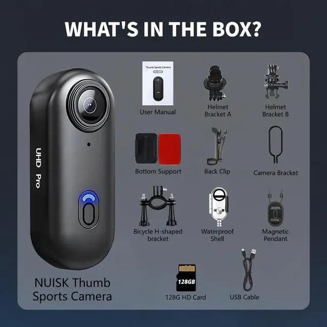 Alt view image 7 of 7 - 4K 64GB Magnetic Wearable Mini Body Camera, Thumb Size POV Sports Camera, Hands-Free Recording for Cycling, Motorcycle, Vlogging & OutdoorBlack